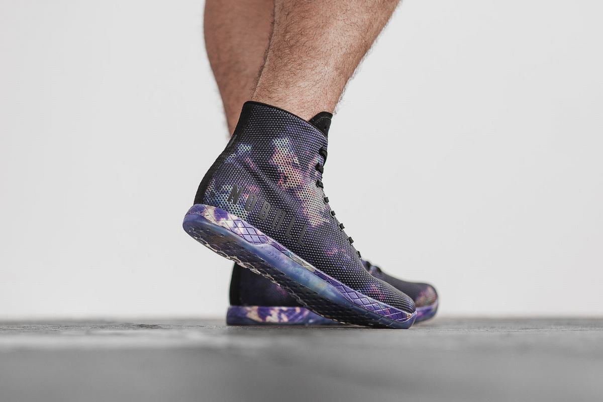 Nobull Superfabric High-Top Tie-Dye Trainer Fitness Schoenen Heren Paars Zwart | 647219-SYW