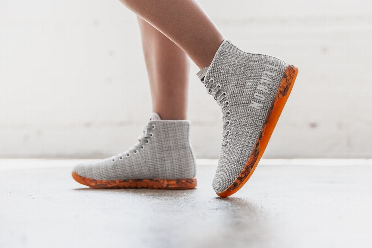 Nobull Superfabric High-Top Trainer Fitness Schoenen Dames Wit Oranje | 257196-EBM