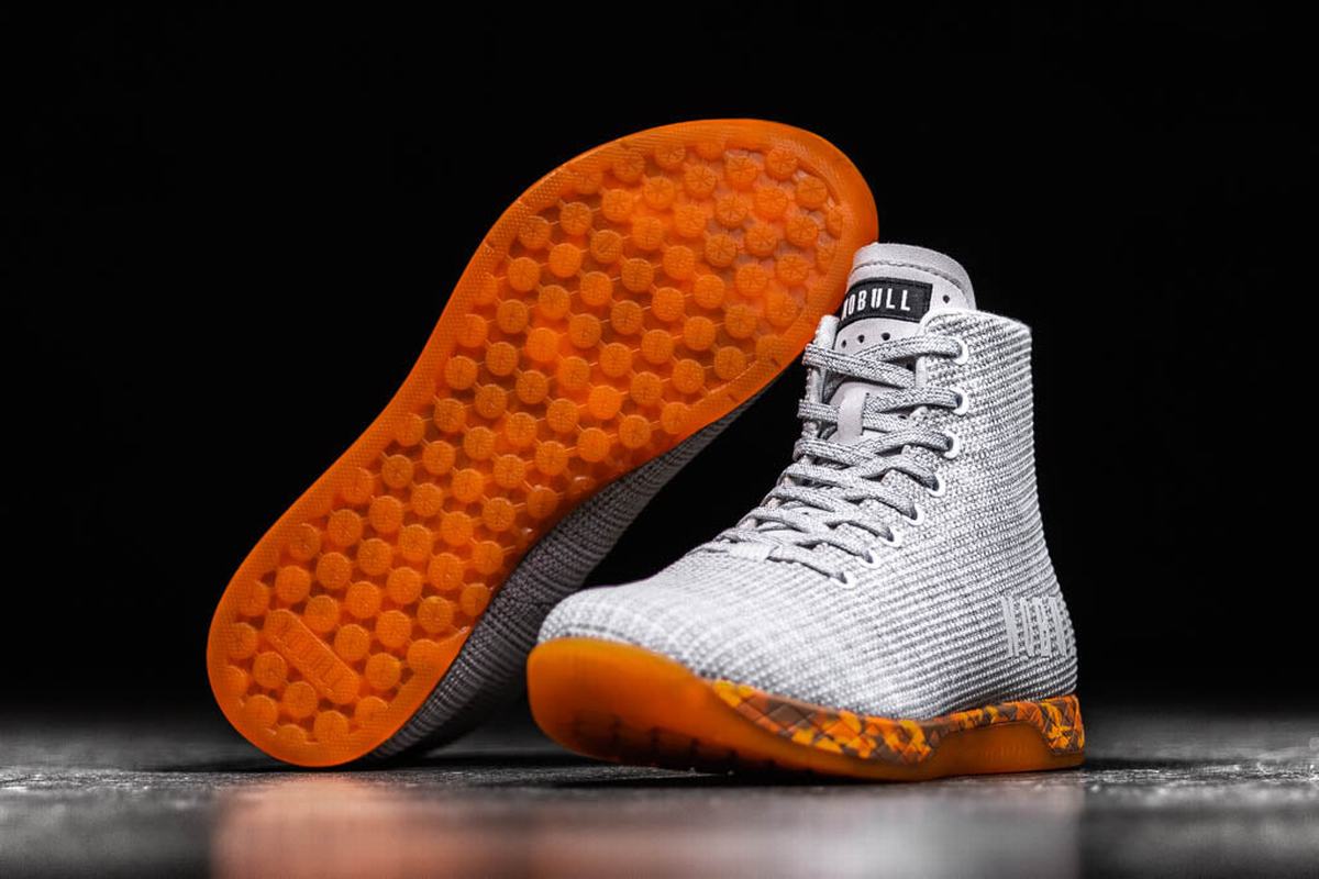 Nobull Superfabric High-Top Trainer Fitness Schoenen Dames Wit Oranje | 257196-EBM