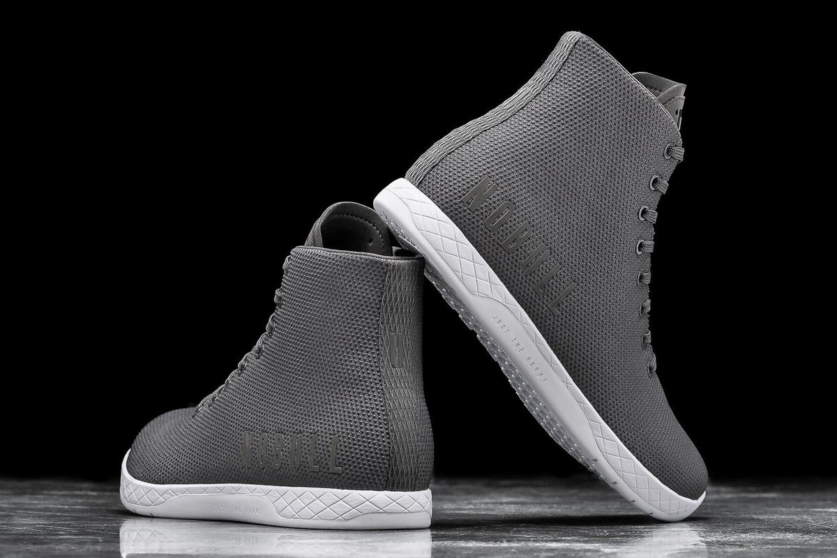 Nobull Superfabric High-Top Trainer Fitness Schoenen Heren Donkergrijs Wit | 854306-OSB