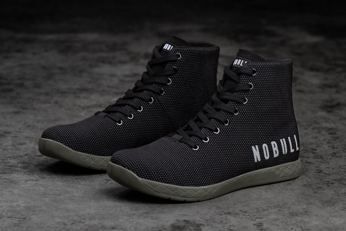 Nobull Superfabric High-Top Trainer Fitness Schoenen Heren Zwart Donkergroen | 964350-YNI