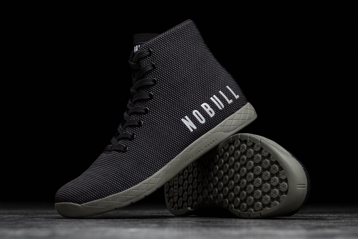 Nobull Superfabric High-Top Trainer Fitness Schoenen Heren Zwart Donkergroen | 964350-YNI