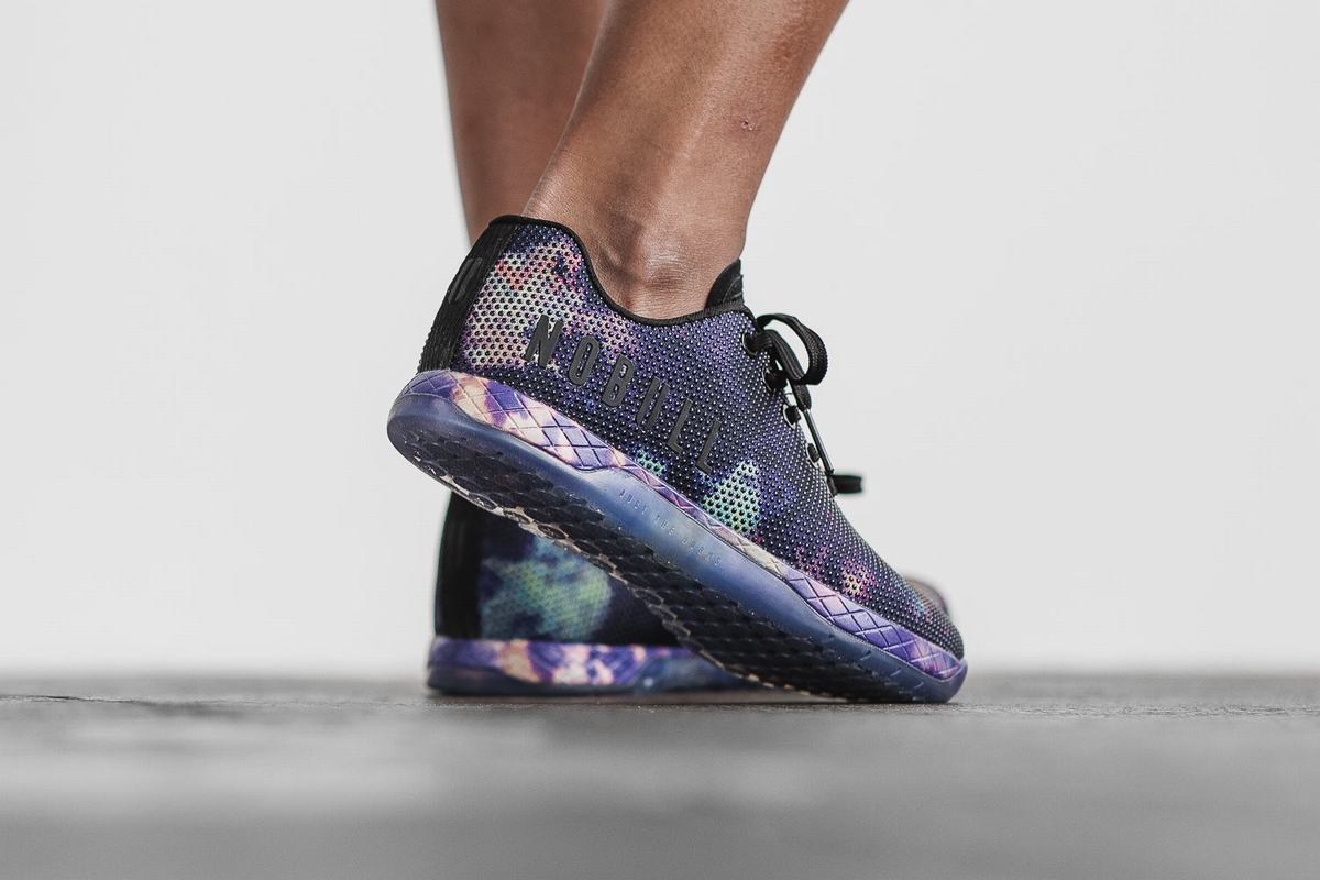 Nobull Superfabric Tie-Dye Trainer Fitness Schoenen Dames Paars Zwart | 725034-BJU