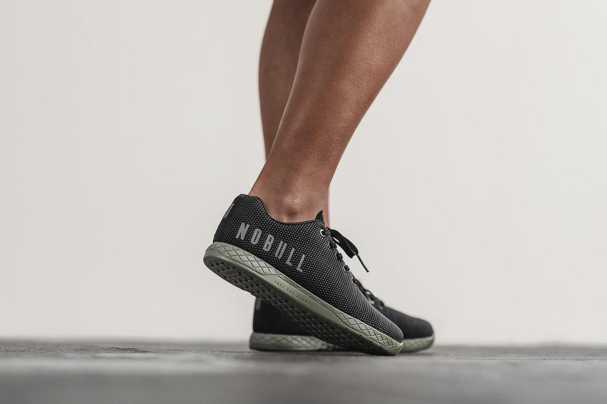 Nobull Superfabric Trainer Fitness Schoenen Dames Zwart Donkergroen | 019832-SYA