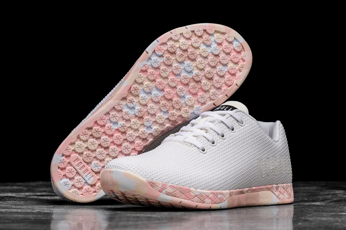 Nobull Superfabric Trainer Fitness Schoenen Dames Wit Roze | 063581-PRF