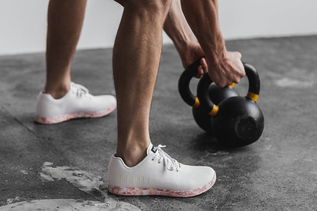 Nobull Superfabric Trainer Fitness Schoenen Heren Wit Roze | 603812-QLV