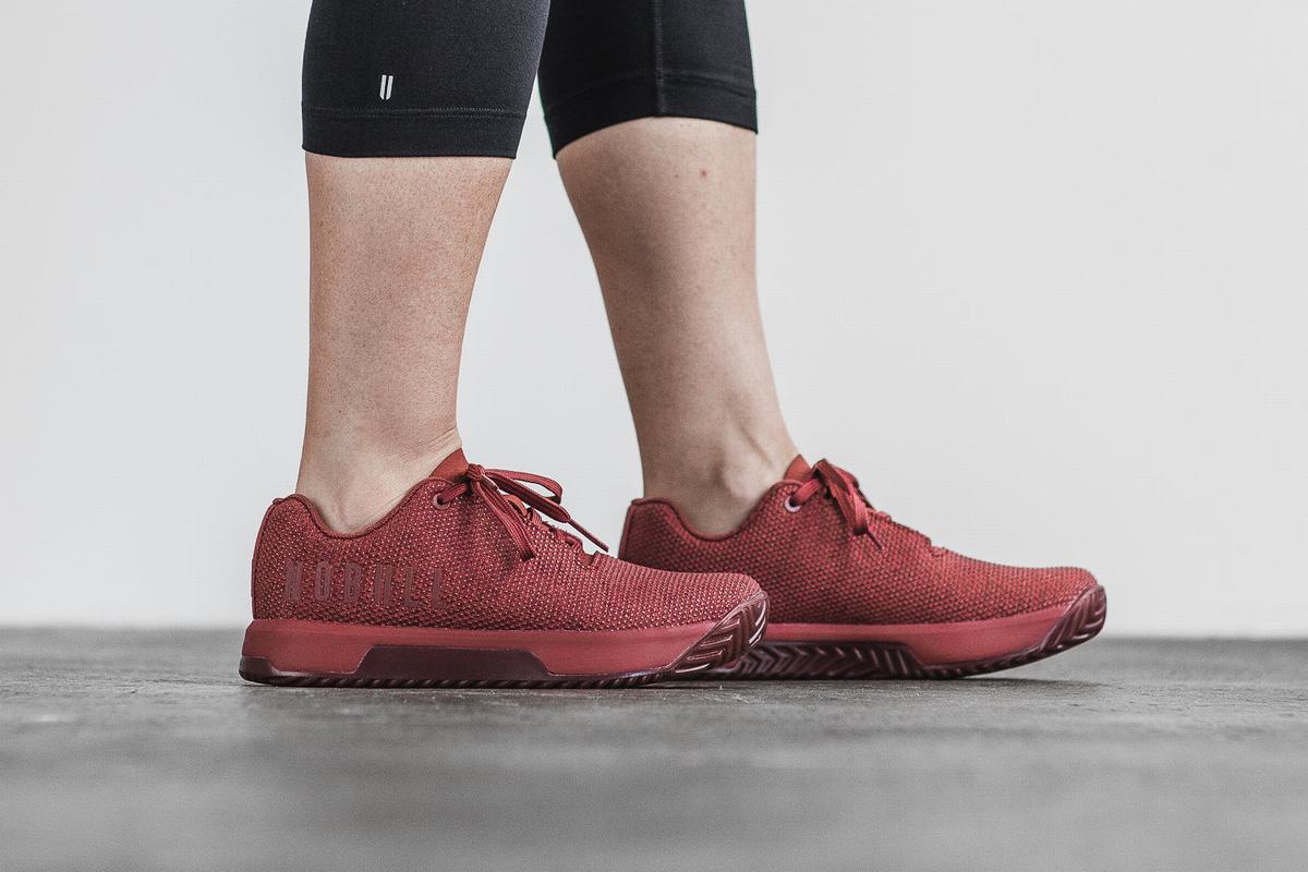 Nobull Superfabric Trainer Fitness Schoenen Dames Donkerrood | 762413-UIE
