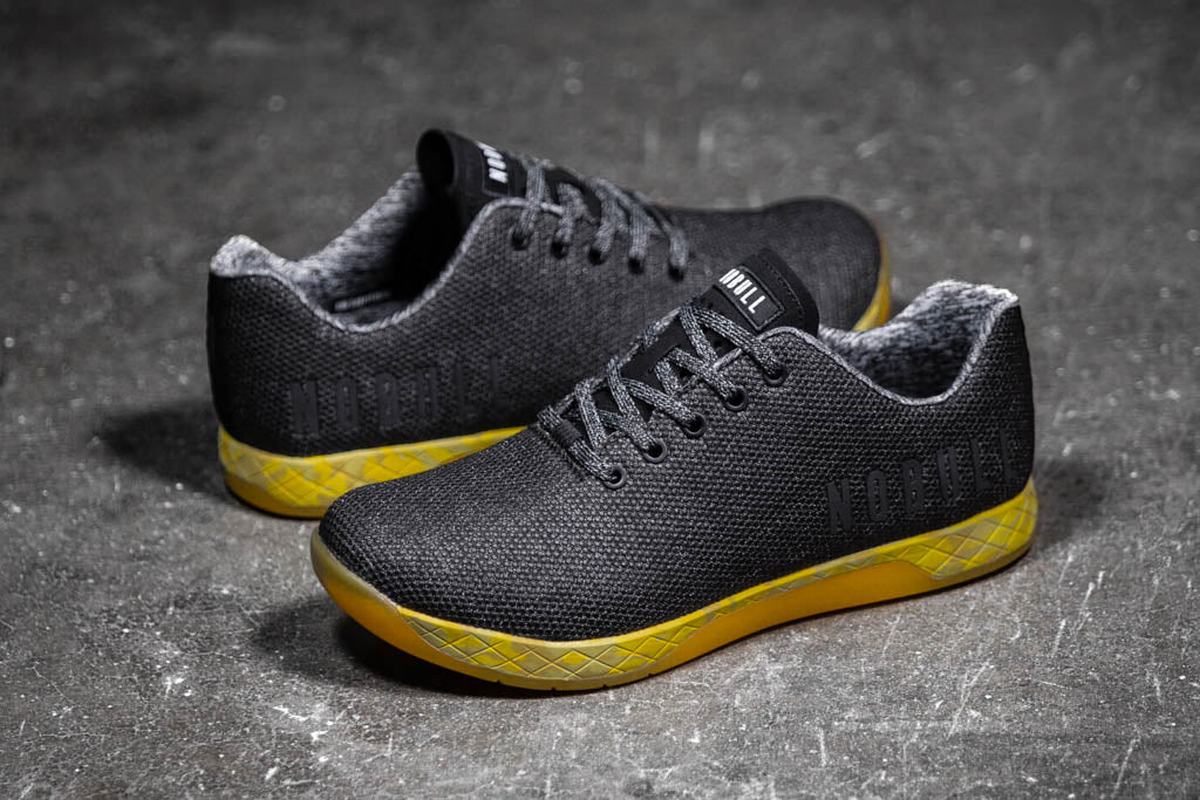 Nobull Superfabric Trainer Fitness Schoenen Heren Zwart Geel | 805279-FBH