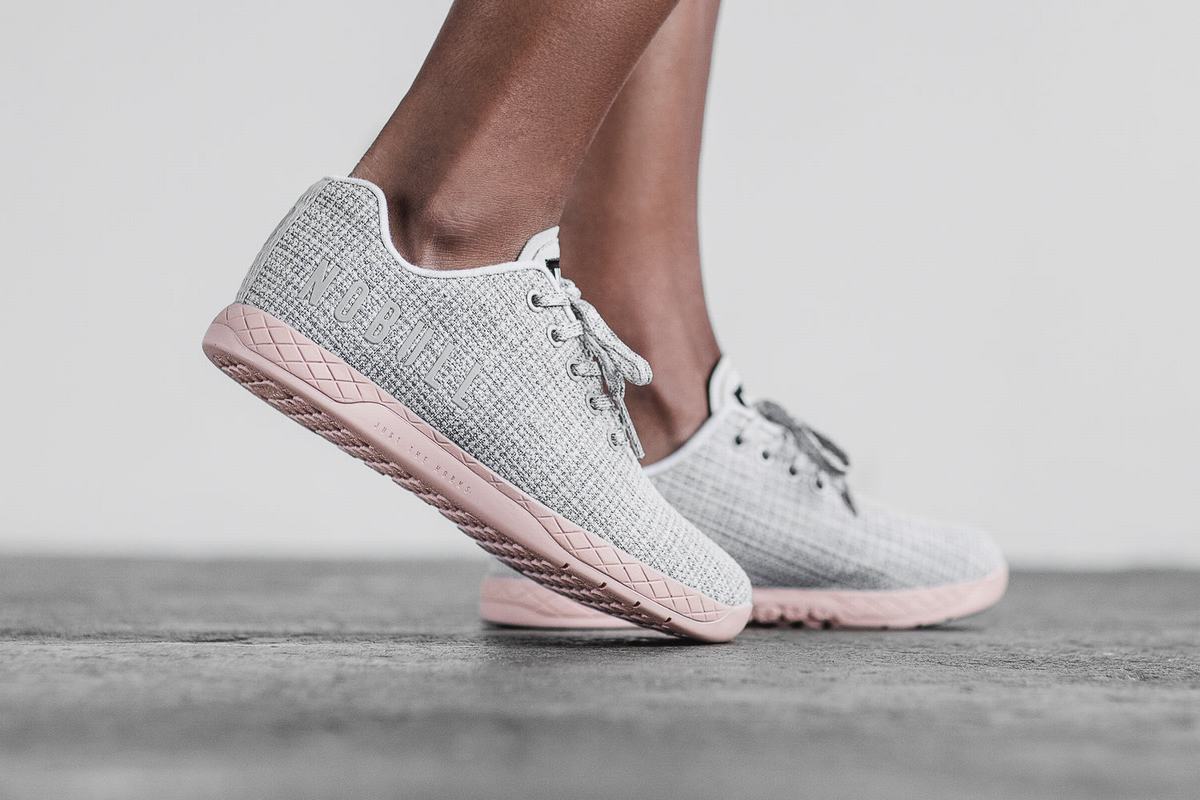 Nobull Superfabric Trainer Fitness Schoenen Dames Wit Roze | 839760-SJT