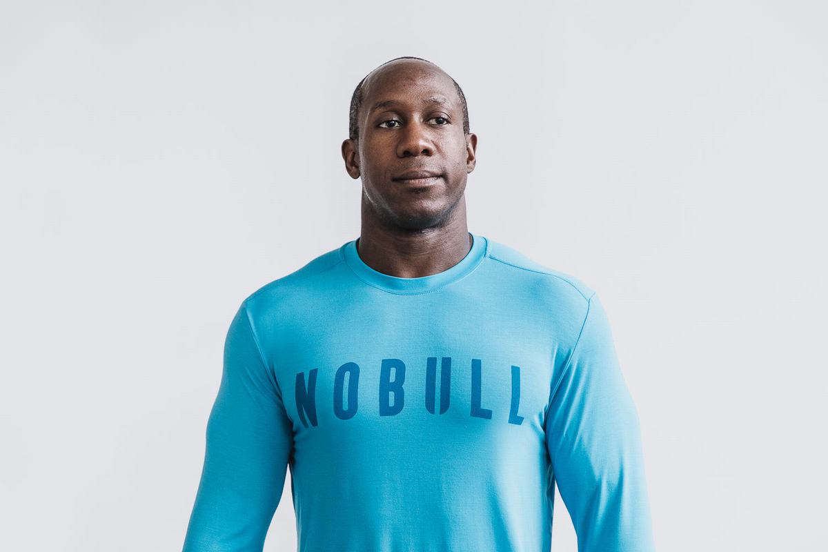 Nobull T-Shirt Lange Mouw Heren Blauw | 653014-TGC