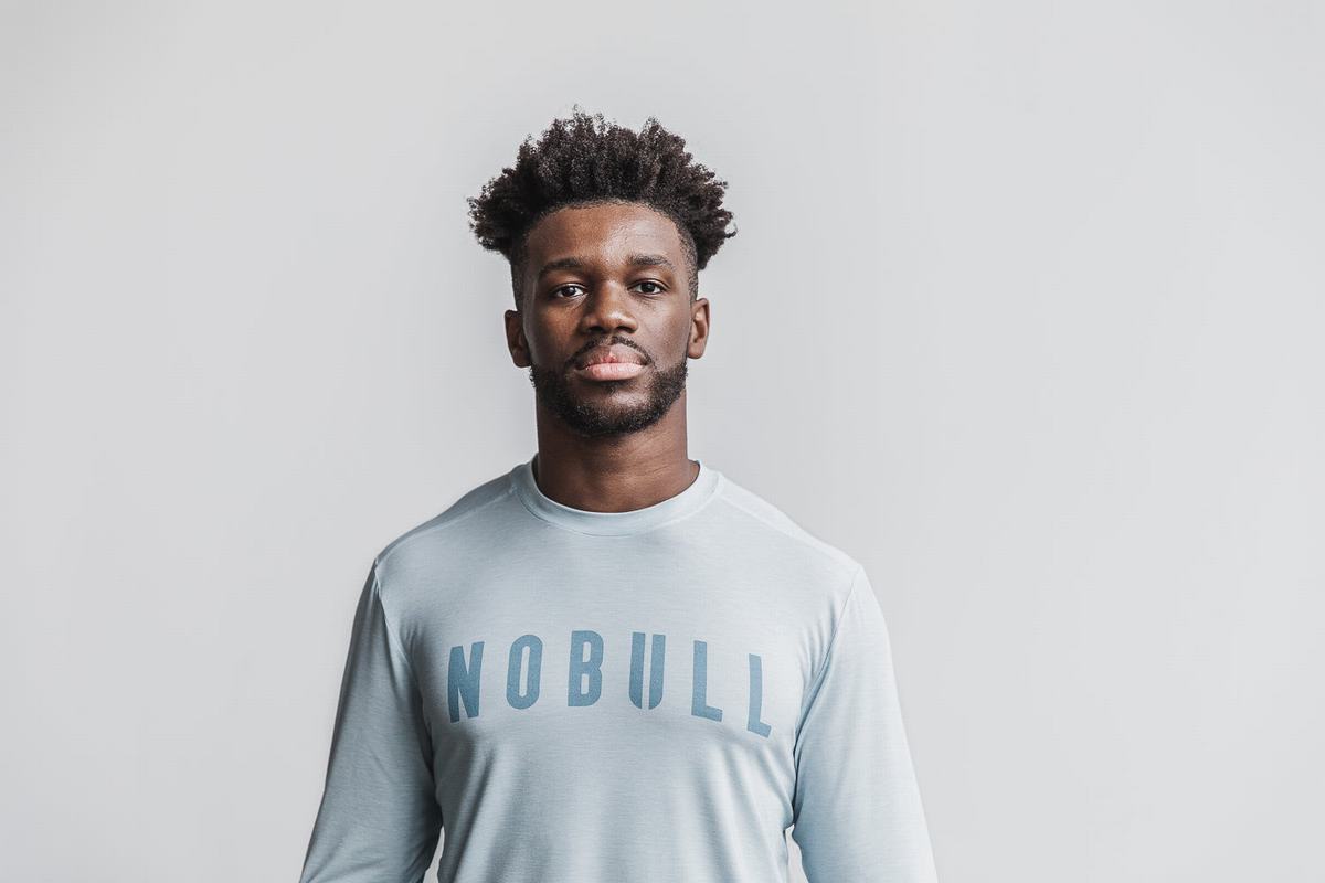 Nobull T-Shirt Lange Mouw Heren Blauw | 750461-QVG