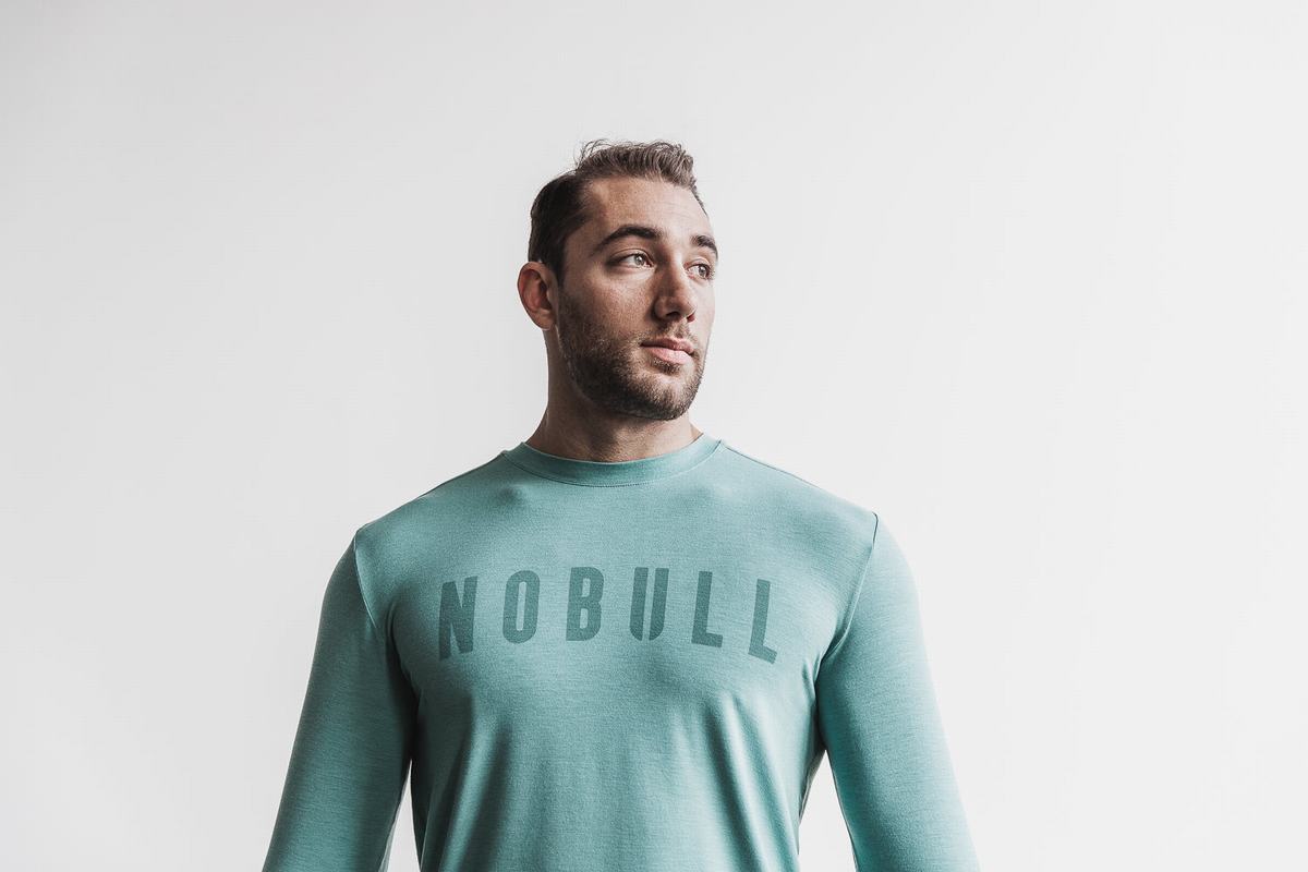 Nobull T-Shirt Lange Mouw Heren Blauw | 849172-TSV