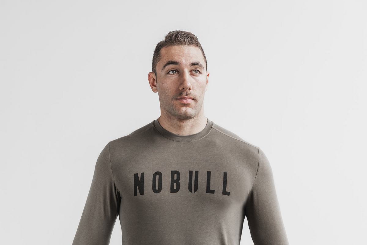 Nobull T-Shirt Lange Mouw Heren Bruin | 964523-DHJ