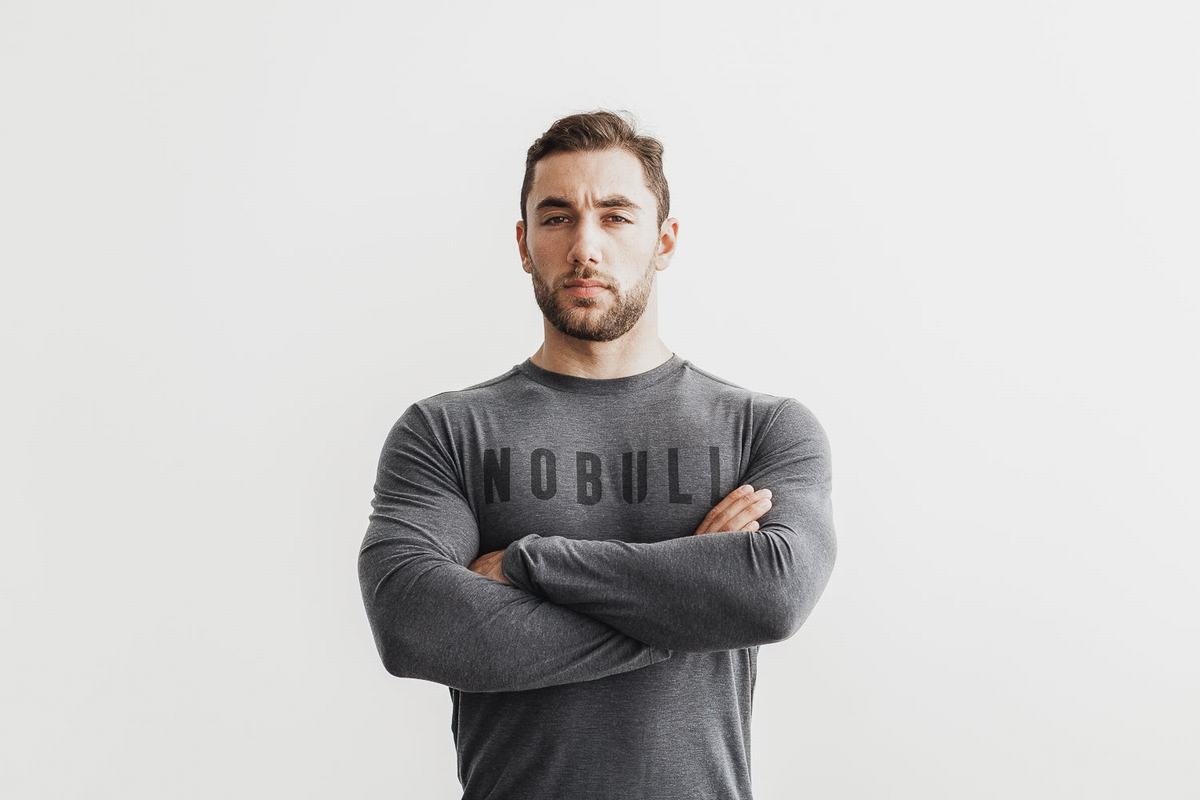 Nobull T-Shirt Lange Mouw Heren Diepgrijs | 965428-HWZ