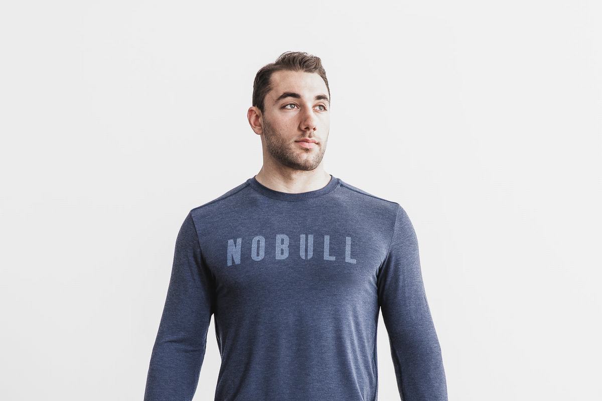 Nobull T-Shirt Lange Mouw Heren Donkerblauw | 356290-HAN