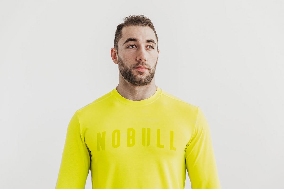Nobull T-Shirt Lange Mouw Heren Geel | 506497-NQF
