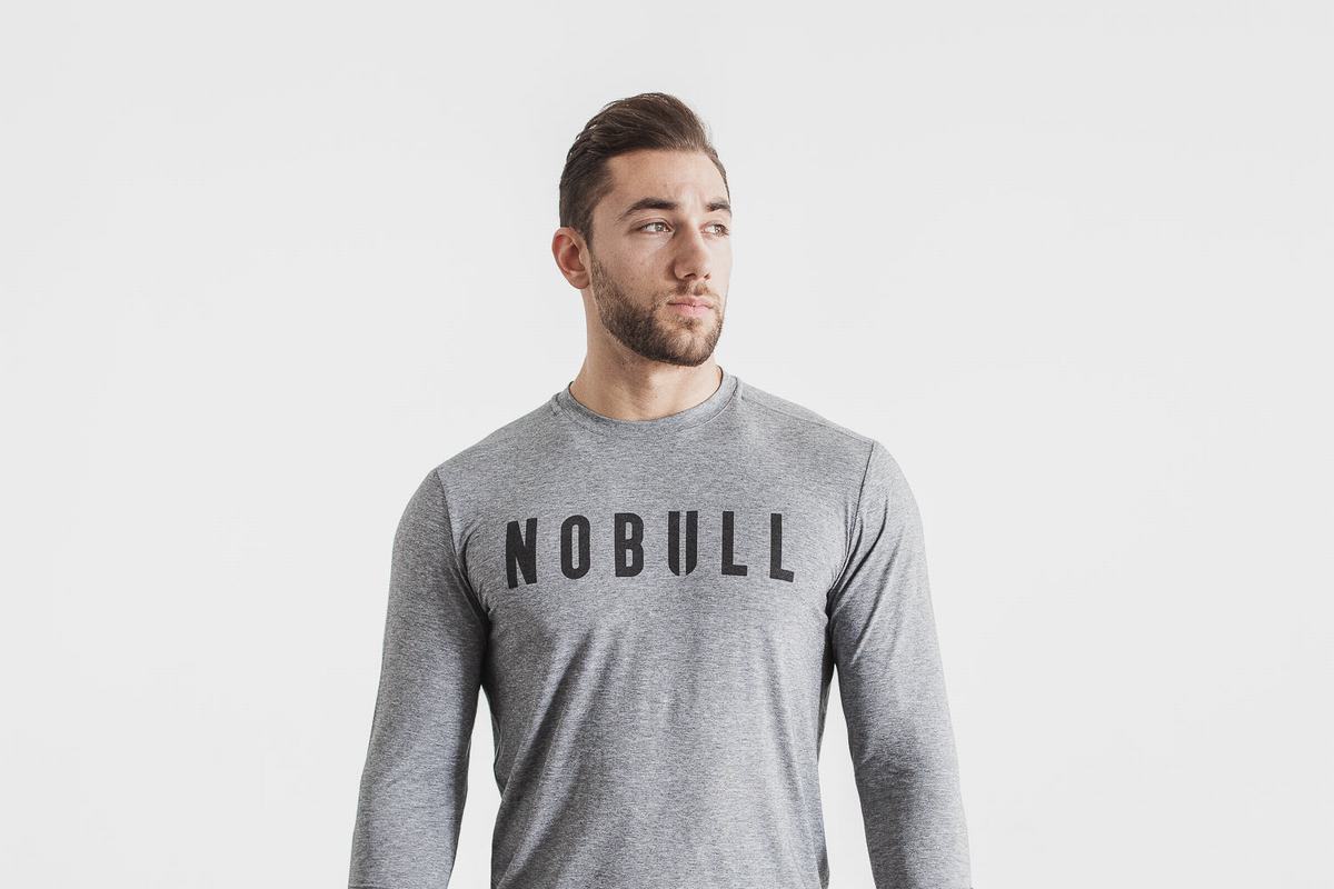 Nobull T-Shirt Lange Mouw Heren Grijs | 912748-RZK