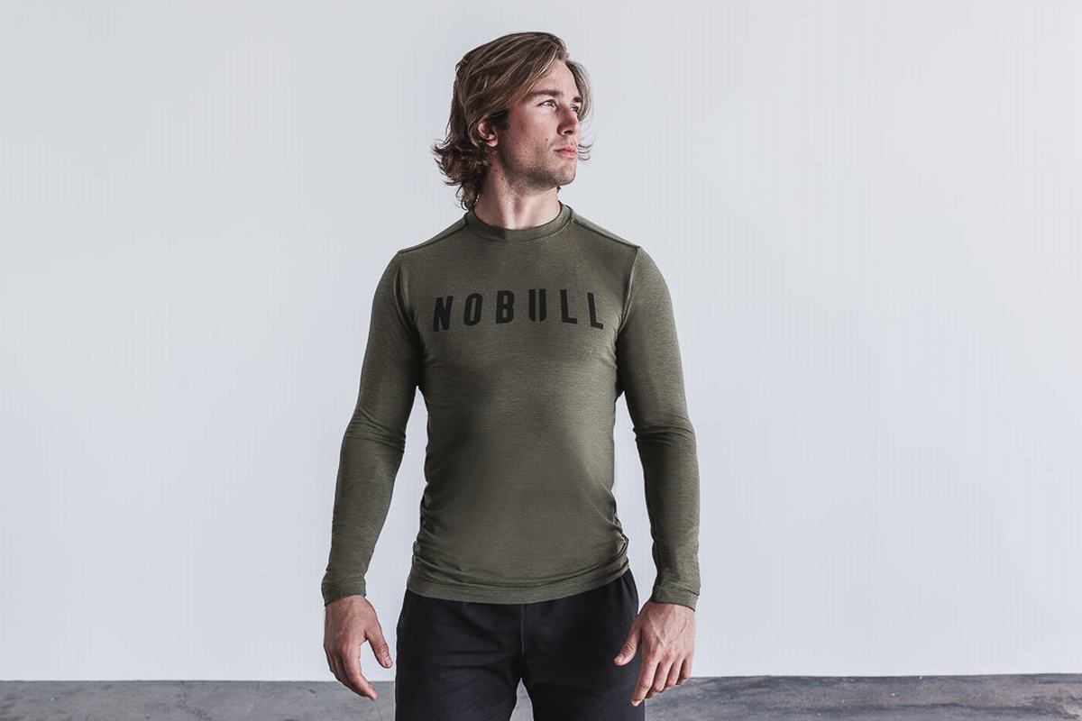 Nobull T-Shirt Lange Mouw Heren Groen | 839217-FNL