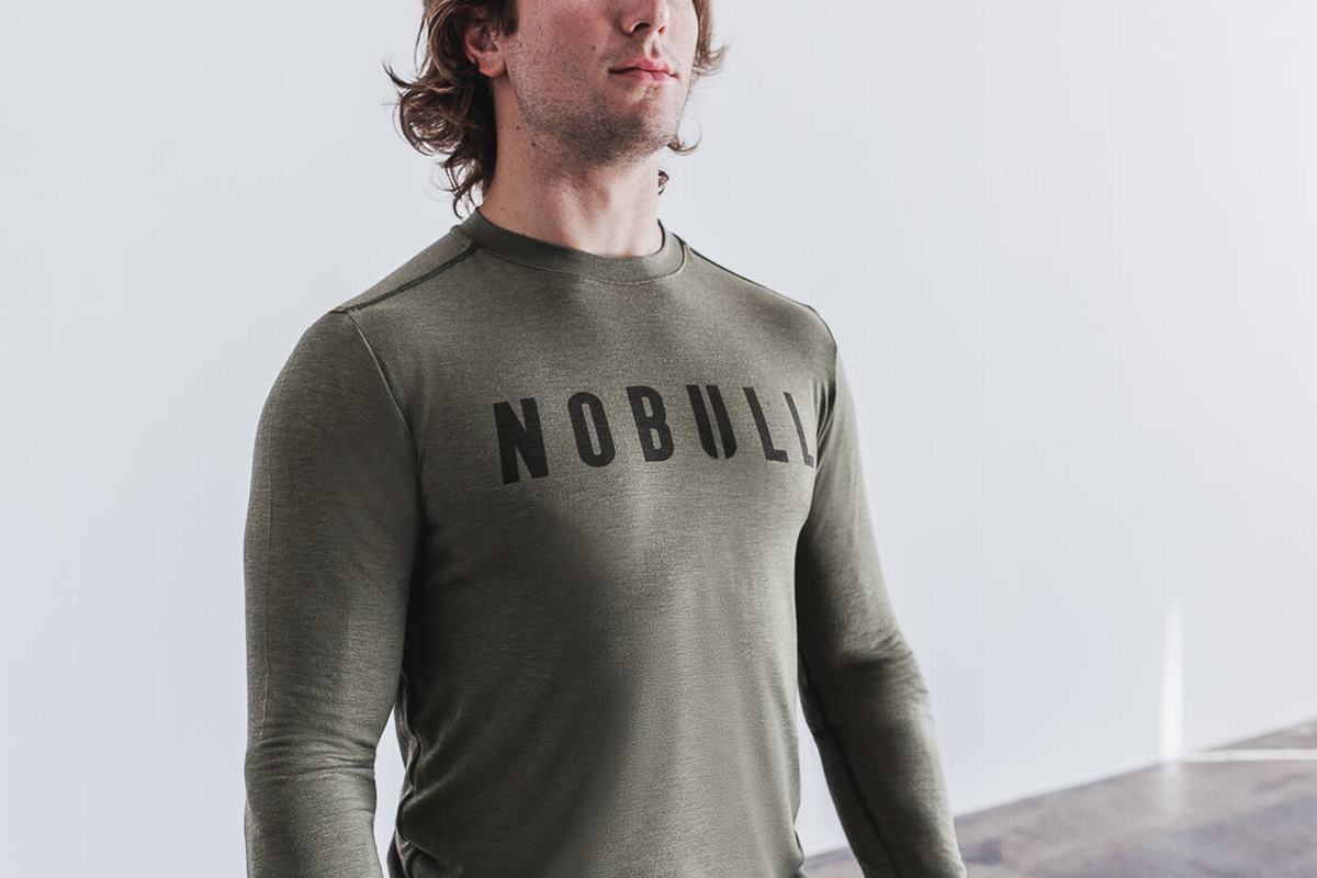Nobull T-Shirt Lange Mouw Heren Groen | 839217-FNL