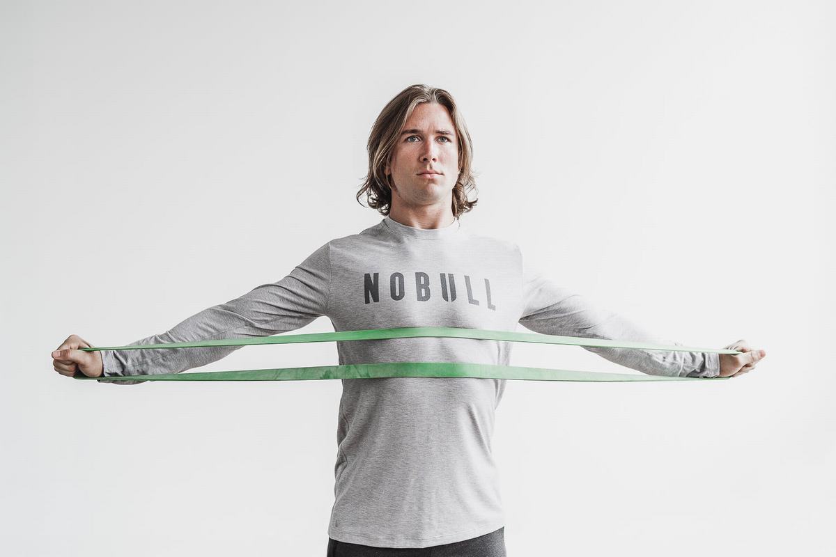 Nobull T-Shirt Lange Mouw Heren Lichtgrijs | 472560-BQS