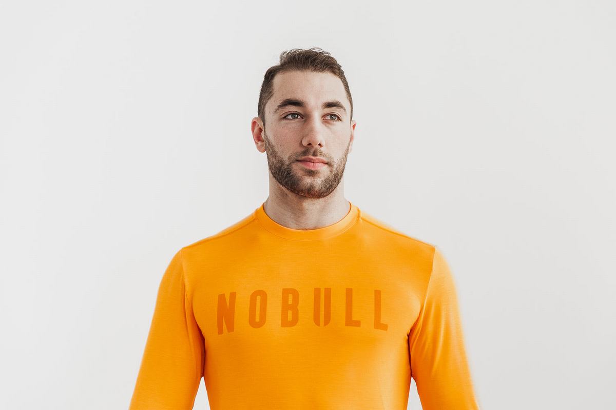 Nobull T-Shirt Lange Mouw Heren Oranje | 639502-GDM