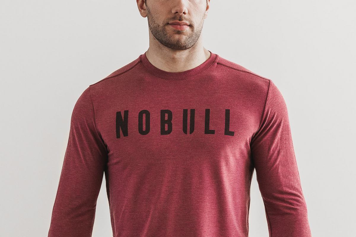 Nobull T-Shirt Lange Mouw Heren Rood | 076341-JQY