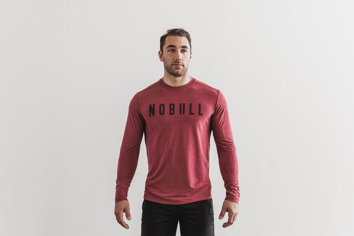 Nobull T-Shirt Lange Mouw Heren Rood | 076341-JQY