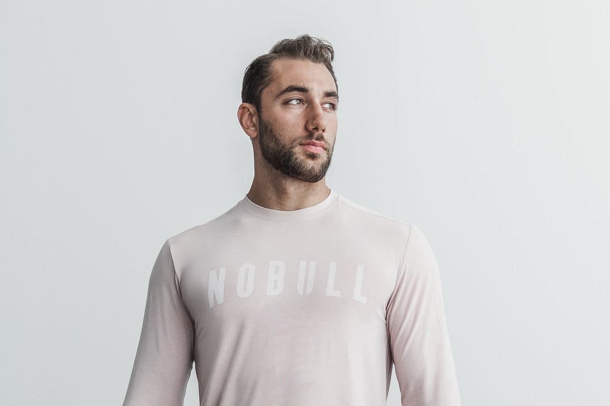 Nobull T-Shirt Lange Mouw Heren Roze | 697235-JGL