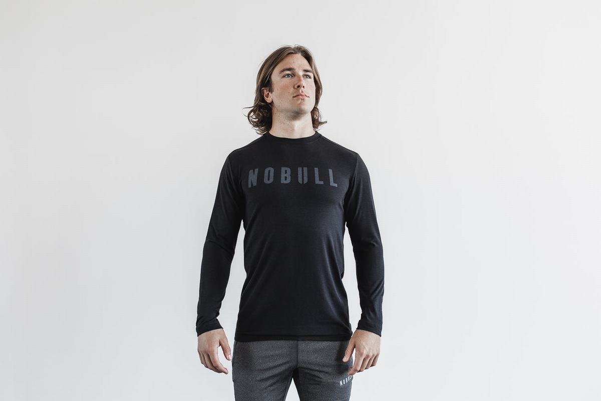 Nobull T-Shirt Lange Mouw Heren Zwart | 284915-VCZ