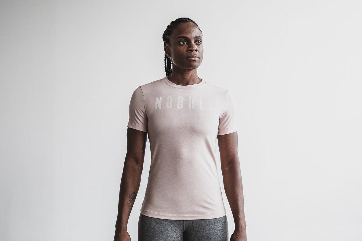 Nobull T-shirts Dames Roze | 872451-TXH