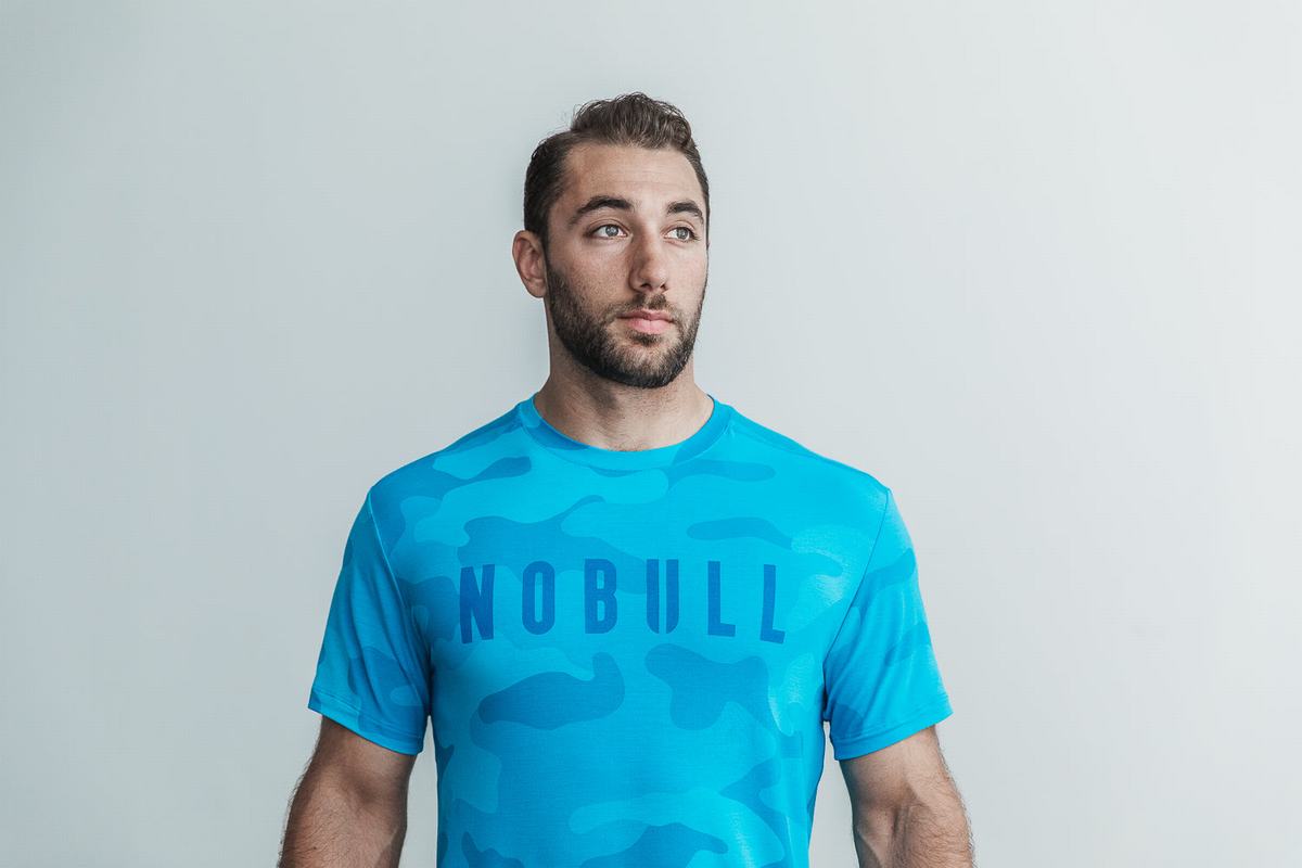 Nobull T-shirts Heren Blauw Camo | 548971-VMI