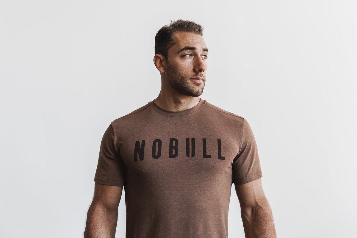 Nobull T-shirts Heren Bruin | 934615-JDW