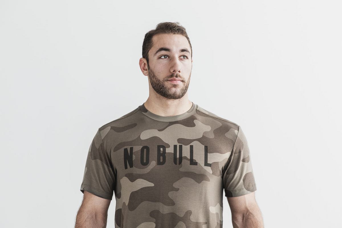 Nobull T-shirts Heren Donkercamo | 459703-LDW