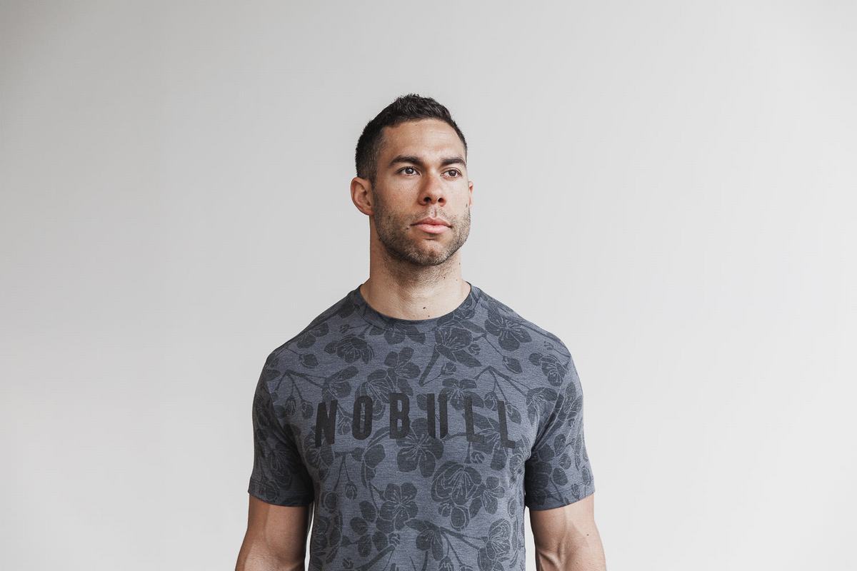 Nobull T-shirts Heren Grijs Roze | 410963-EML