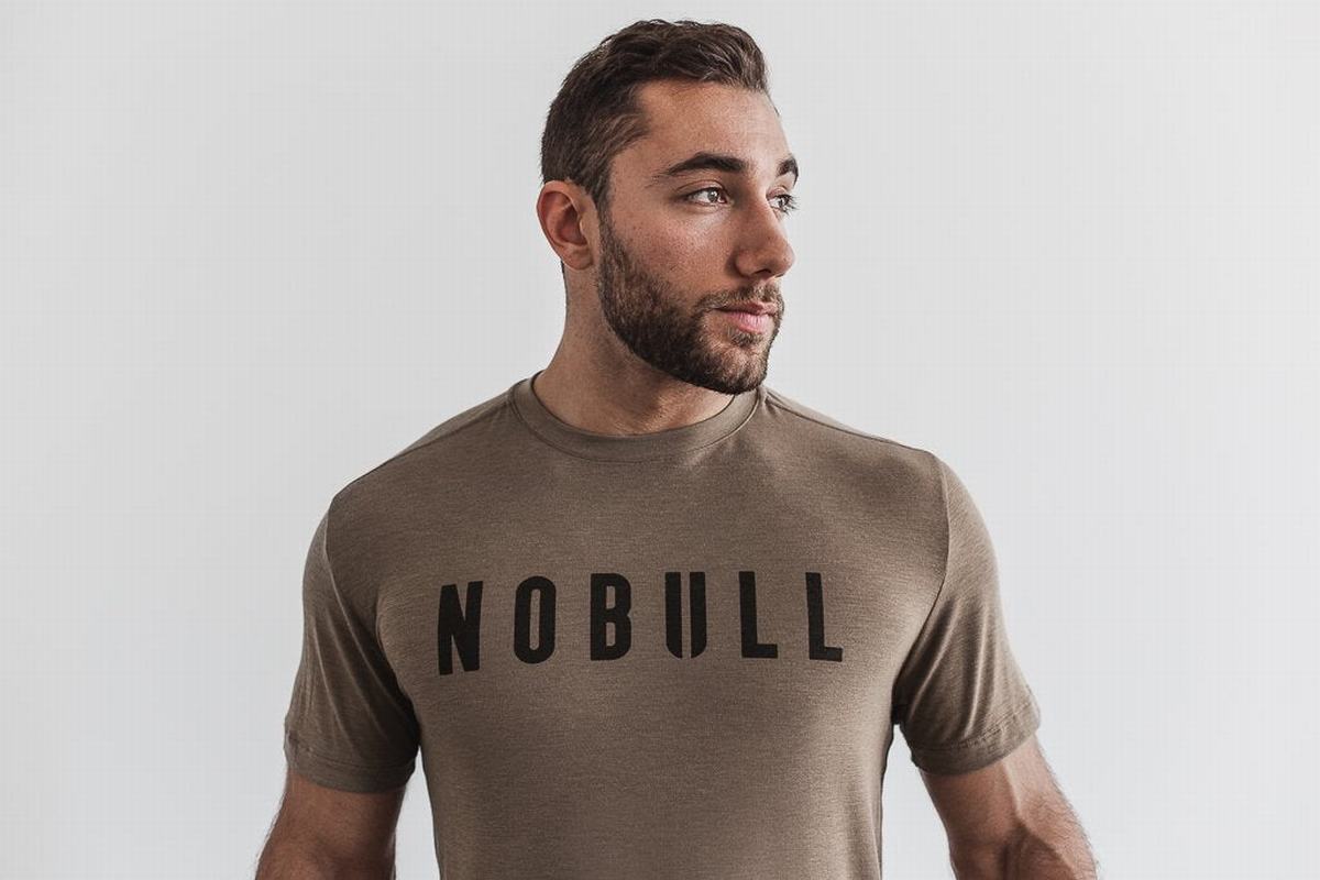 Nobull T-shirts Heren Lichtbruin | 681590-YVM