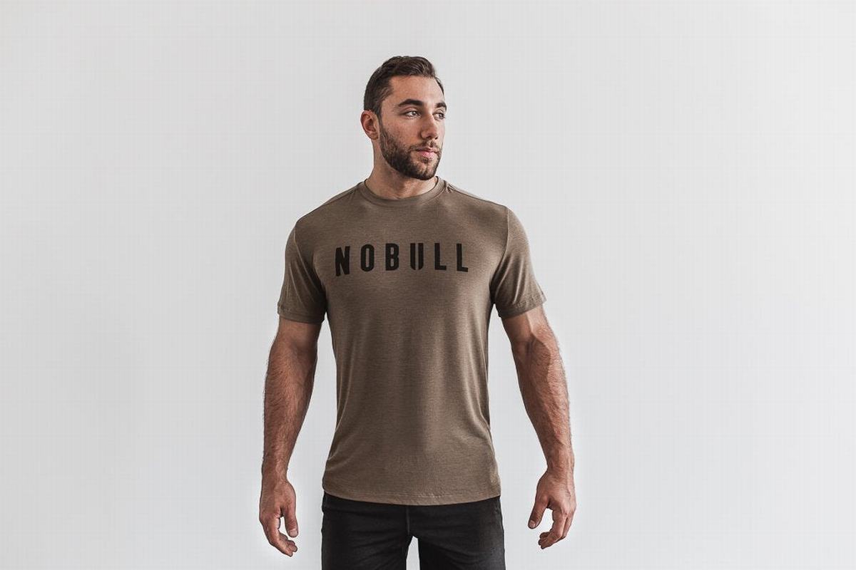 Nobull T-shirts Heren Lichtbruin | 681590-YVM