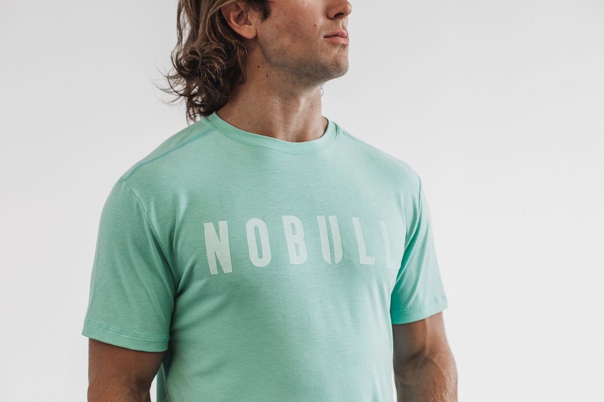 Nobull T-shirts Heren Lichtturquoise | 263794-YOF