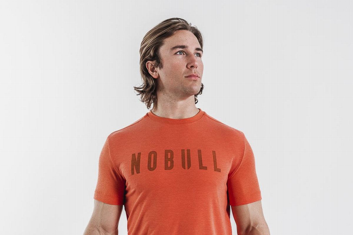 Nobull T-shirts Heren Oranje | 142765-XHF