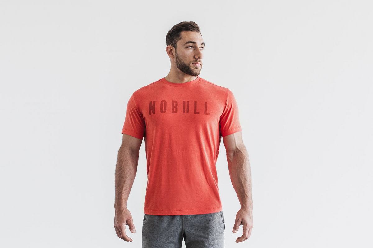 Nobull T-shirts Heren Rood | 936401-FJE