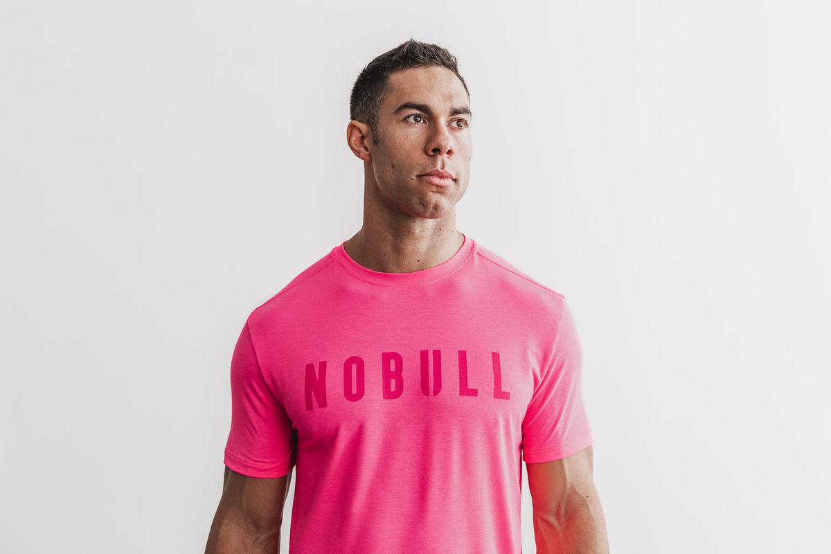 Nobull T-shirts Heren Roze | 890267-NVH