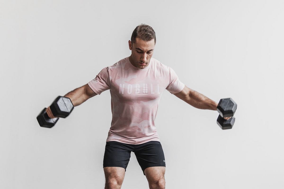 Nobull T-shirts Heren Roze Camo | 361970-MBL