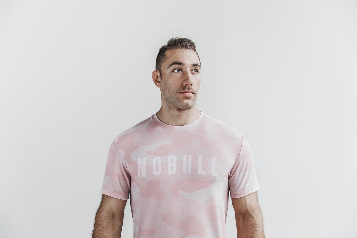 Nobull T-shirts Heren Roze Camo | 361970-MBL