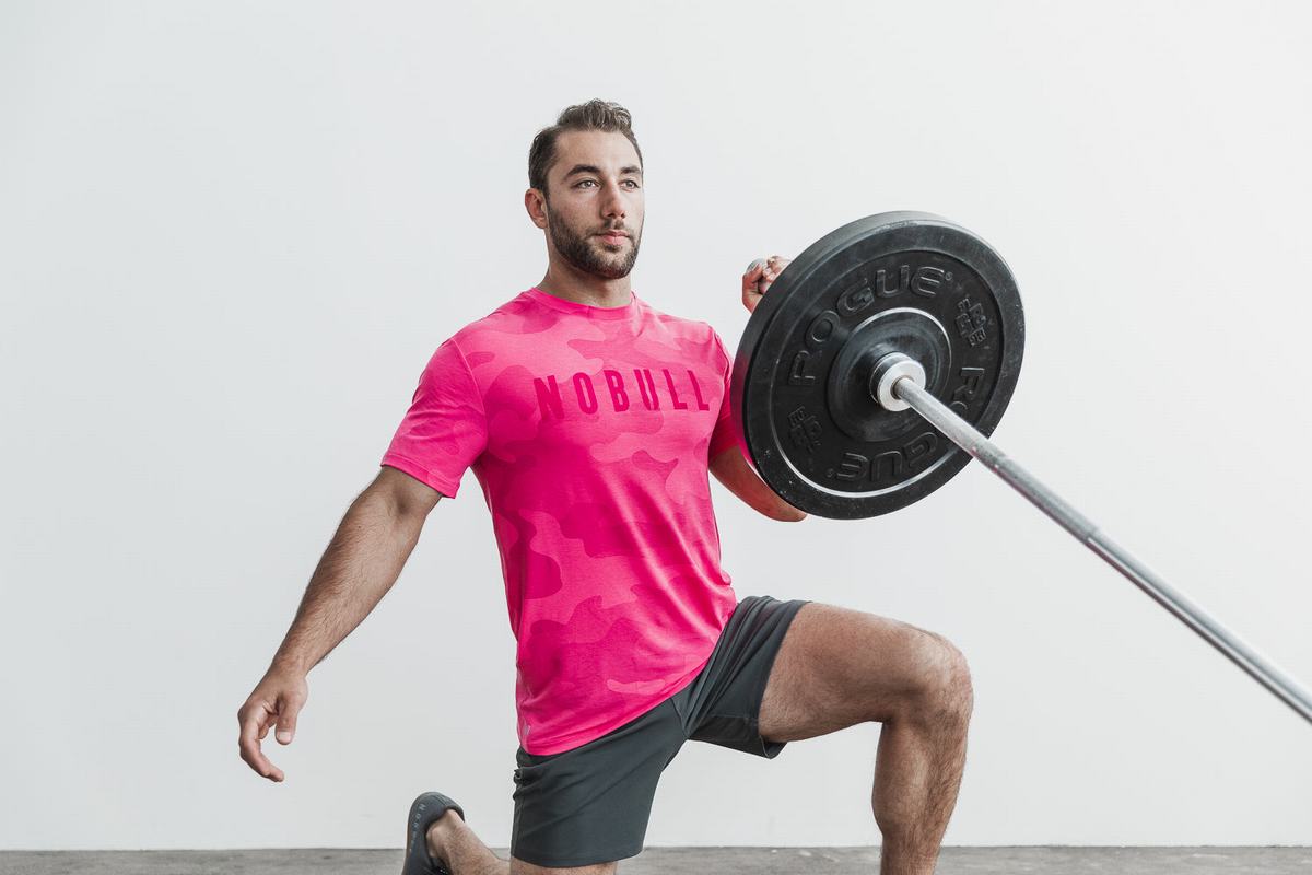 Nobull T-shirts Heren Roze Camo | 457189-CNS