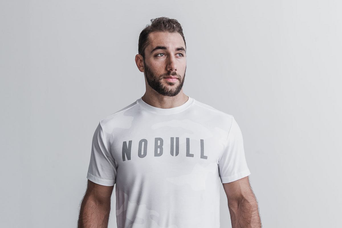 Nobull T-shirts Heren Wit Camo | 165382-ZNT