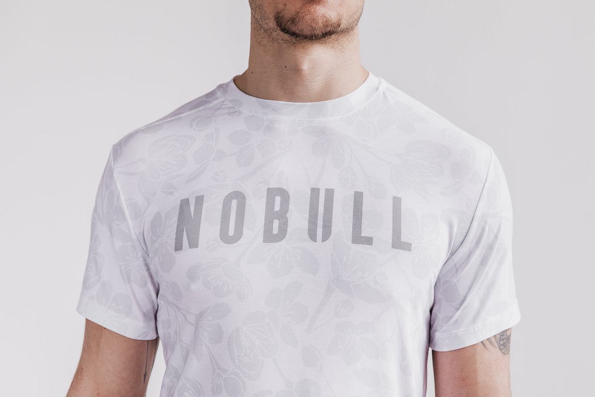 Nobull T-shirts Heren Wit Roze | 068134-RNW
