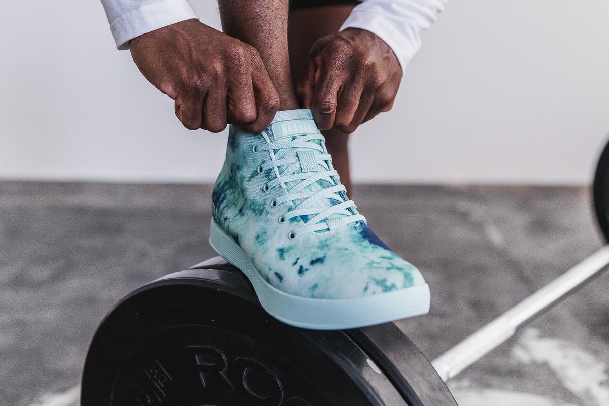 Nobull Tie-Dye Canvas Mid Trainer Fitness Schoenen Heren Mintgroen | 807351-DOM