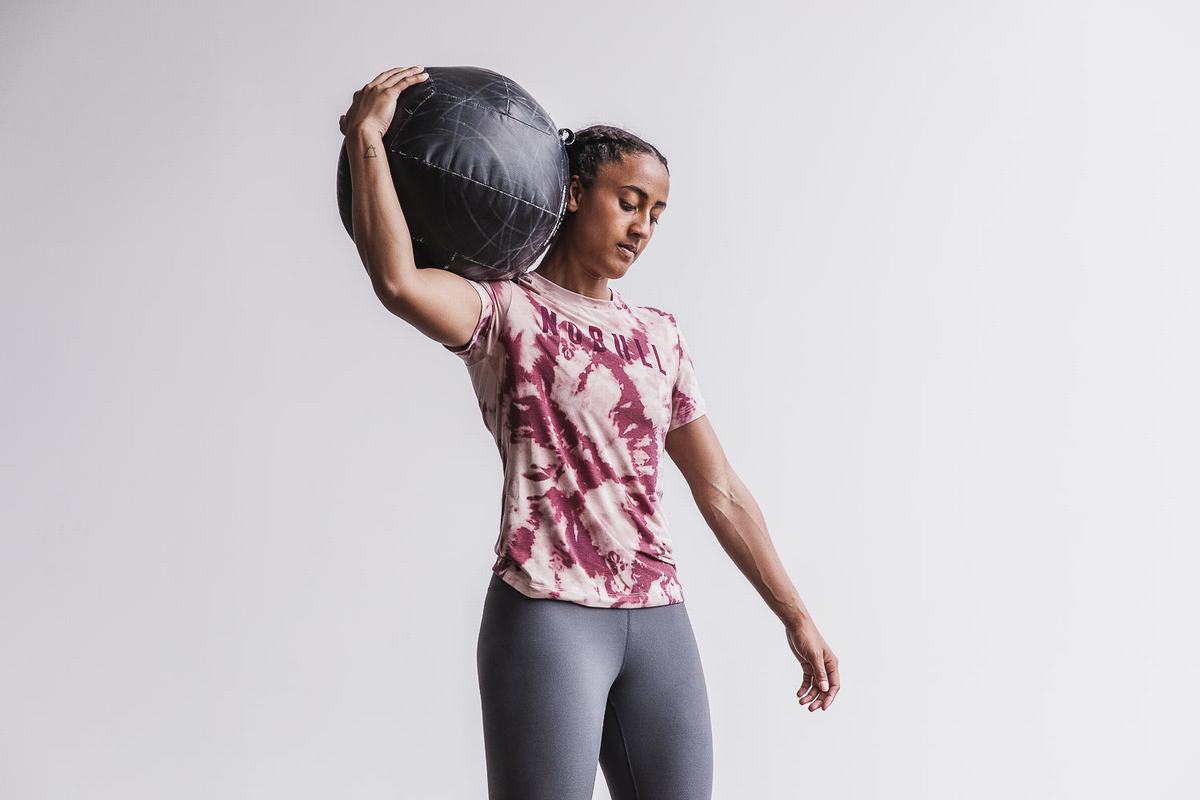 Nobull Tie-Dye T-shirts Dames Roze Donkerrood | 403891-TVR