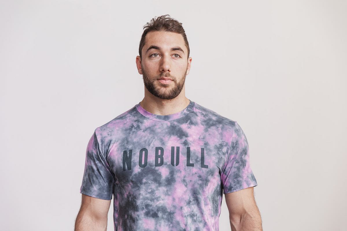 Nobull Tie-Dye T-shirts Heren Roze | 328916-EKZ