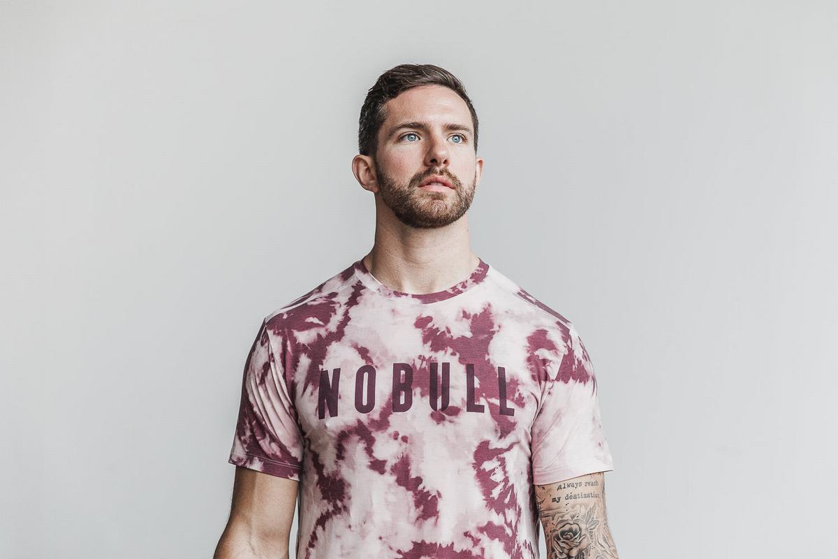 Nobull Tie-Dye T-shirts Heren Roze Donkerrood | 247631-NZB