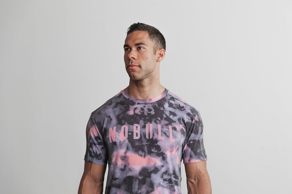 Nobull Tie-Dye T-shirts Heren Roze Zwart | 694307-LBV